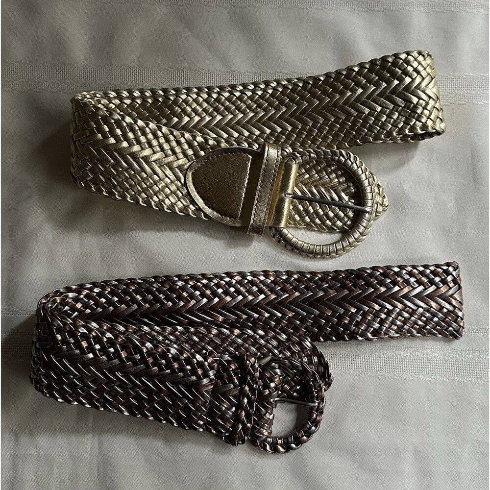 Set of 2 wide metallic braided belts – Vintage/retro style (42 and 43 inches)